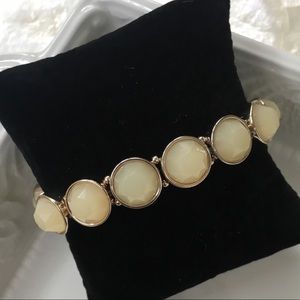 Ivory Stone and Gold Tone Stretch Bracelet